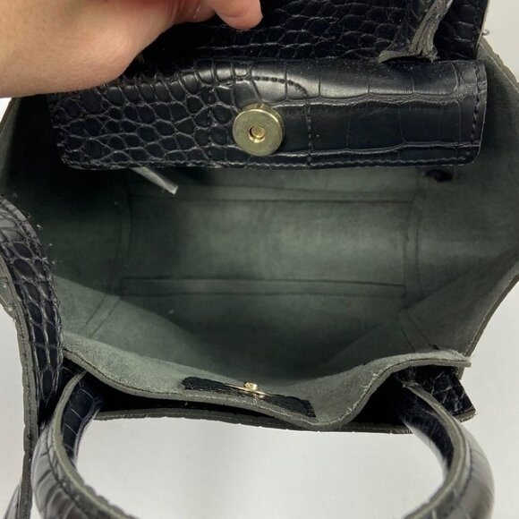 The Lovely Tote Vegan Leather Black‎ Purse Bag Shoulder Top Handle Faux Snake - Picture 5 of 14